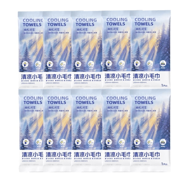 Cooling Neck Towels for Hot Weather 6 X 3 Inch Disposable 10 Pack Cooling Towels for Neck and Face Sweat Wipes for Gym Sports Outdoor Use