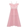 thumbnail image 5 of CHICTRY Kids Girls Off-the-Shoulder Overlay Romper Dress Chiffon Floral Lace Prom Ball Gown Pink 4, 5 of 7