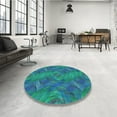 thumbnail image 4 of Ahgly Company Machine Washable Indoor Square Transitional Dark Turquoise Green Area Rugs, 6' Square, 4 of 7