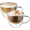 thumbnail image 1 of Juego de 2 tazas de café de vidrio de doble pared, tazas de café de vidrio transparente con asa, taza de café aislada, taza de café de borosilicato, resistente al calor, 1 of 4