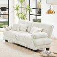 thumbnail image 3 of Cloud Couch 2 Seater Sofa for Living Room, Chenille 2 - Seat sofa with 2 Lumbar pillows and 2 throw pillows,Chenille White, 3 of 9