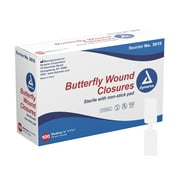 Dynarex Butterfly Wound Closures Waterproof Latex-Free Adhesive Bandages, 100 Count