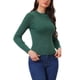thumbnail image 4 of Suéter de cuello alto de mujer INSPIRE CHIC de manga larga, suéter de punto acanalado M Verde oscuro, 4 of 5
