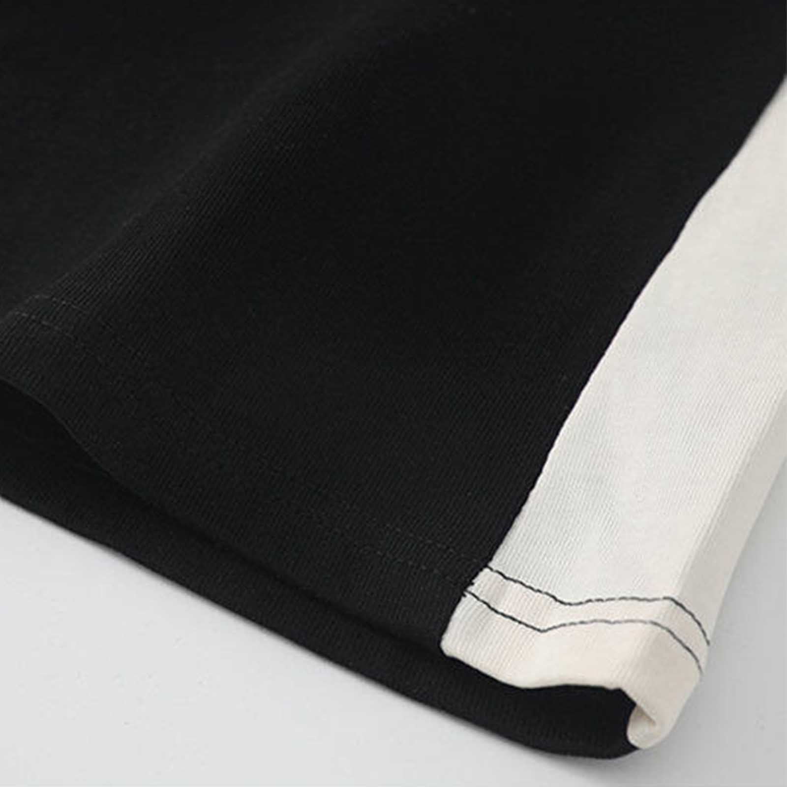 VSSSJ Mens Baseball Tee Shirt Raglan Short Sleeve Summer Color Block Tops Loose Fashion Round Neck Casual Athletic T-Shirts Black XL