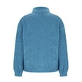 thumbnail image 4 of Womens Half Zip Fleece Pullover Long Sleeve Oversized Sherpa Sweatshirt Warm Zipper High Neck Fuzzy Sweater Tops (XL, Blue), 4 of 7