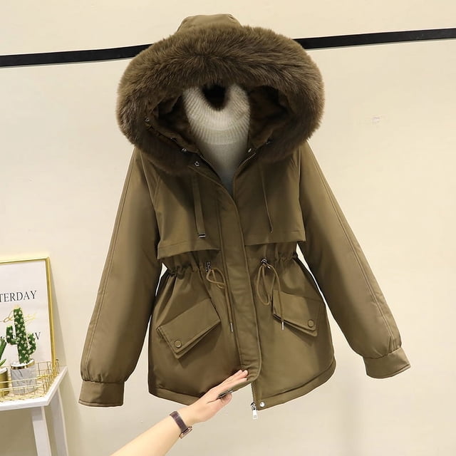 Abrigo de lana gruesa para mujer Parker, abrigo de invierno con pies pequeños acolchado de algodón, abrigo acolchado de algodón puro, jersey de invierno, modelos gruesos