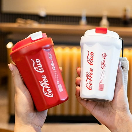 

380ml Double Layer Stainless Steel Coffee Mug with Lid Car Thermos Milk Juice Water Bottle Gift Mug