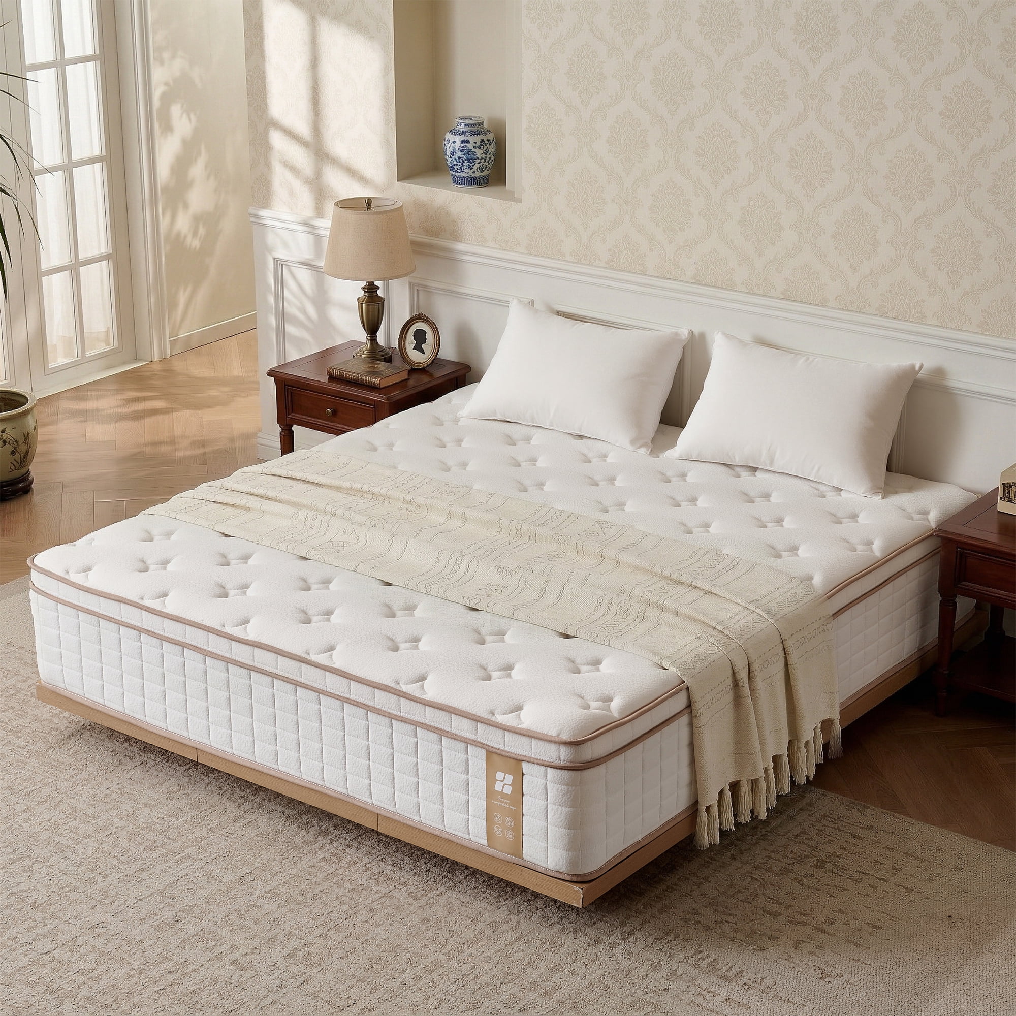 Actoroom 14 inch Full Size Mattress, Memory Foam Hybrid Mattress in a Box for Back Sleepers, Medium Firm, Pressure Relief, White