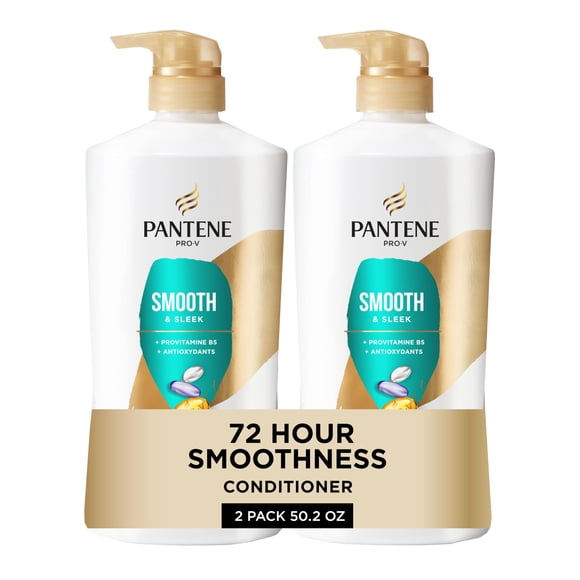 Pantene Conditioner Twin Pack with Hair Treatment Set, Smooth and Sleek for Frizz Control, Safe for Color-Treated Hair
