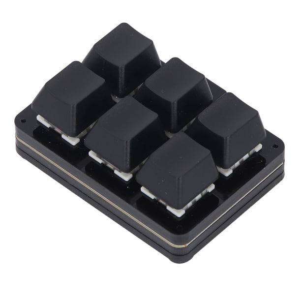 Teclado Mecánico Macro Con Una Mano, Teclado USB Multifuncional Con Cable Tipo C De 6 Teclas, Fácil Configuración, Negro Para El Trabajo