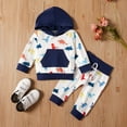 thumbnail image 2 of Fall Outfits For Baby Girls Boys Long Sleeve Dinosaur Prints Tops And Pants 2Pcs Set Outfits E Girls Clothing White 3 Months-6 Months, 2 of 7