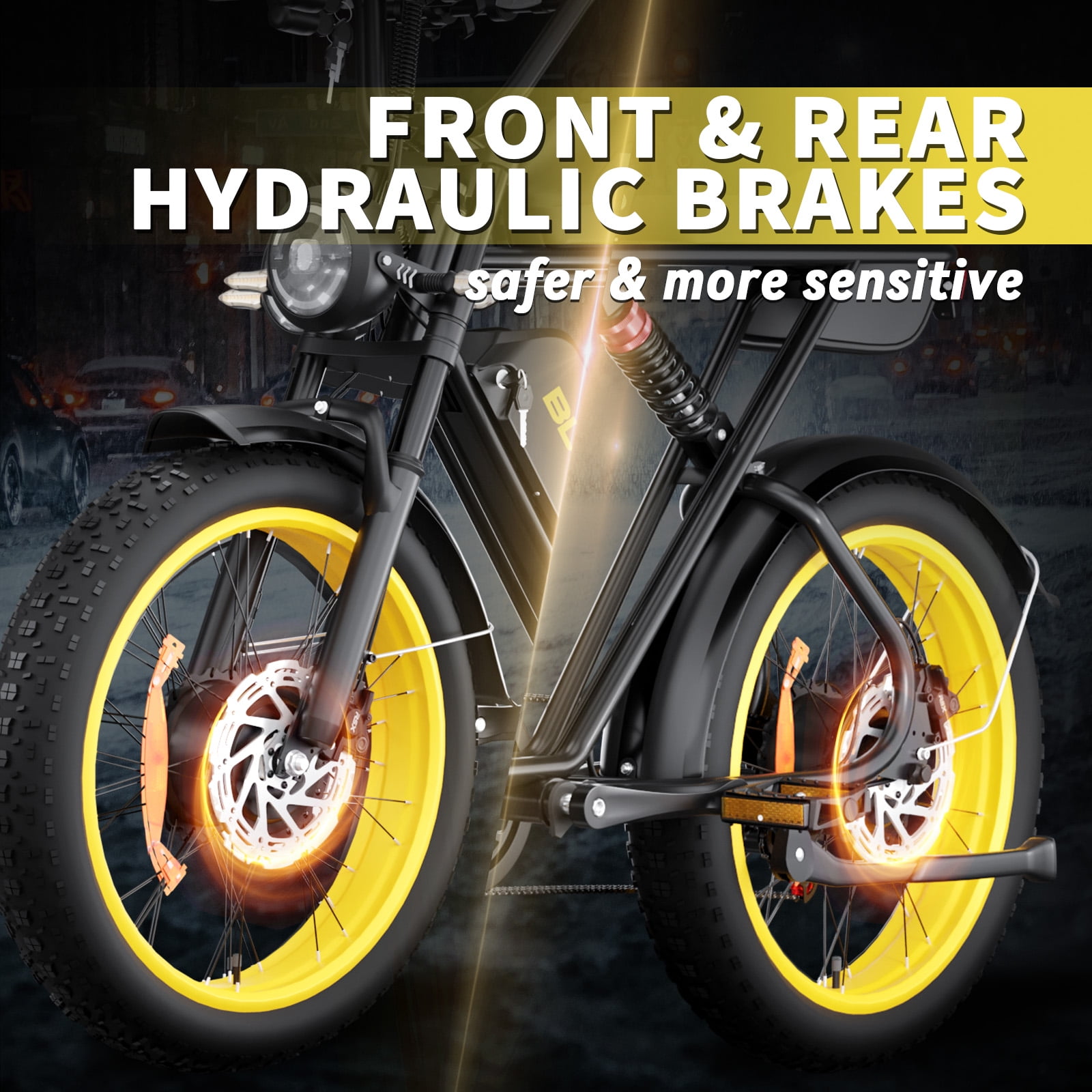 Dual Motor Dual Battery Electric Bike for Adults, 3000W 52V 37MPH 20" Fat Tire Electric Motorcycle Bike, 7 Speed Full Suspension UL2849