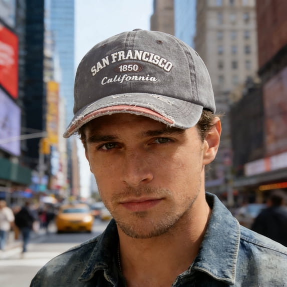 Men Baseball Caps Summer Distressed Baseball Dad Hat Featuring 3D Embroidery And Patchwork San Style Adjustable Unstructured Cap For Men And Women