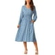 thumbnail image 1 of Vestidos de Otoño para Mujeres INSPIRE CHIC de Manga Larga con Escote en V, Florales, Bohemios, Fluidos, Midi, Talla M, Azul, 1 of 5