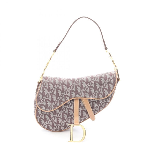 Pre-Owned Christian Dior Dior Saddle Bag Trotter Handbag, Canvas and Leather, Women's,...