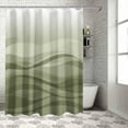 thumbnail image 3 of Shower Curtain Ombre Green Shower Curtains for Bathroom Decor Abstract Ocean Waves Shower Curtain Sets with Hooks Waterproof Fabric Bath Curtain Extra Long 72" X 84", 3 of 6
