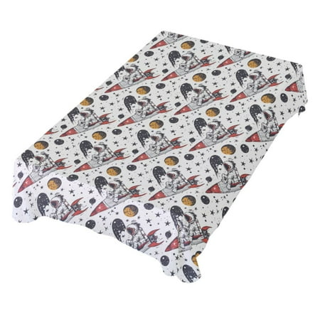 

JSTEL Astronaut Rocket Stars Table Cloth Rectangle 54 x 72 Inch Tablecloth Anti Wrinkle Table Cover for Dining Kitchen Parties