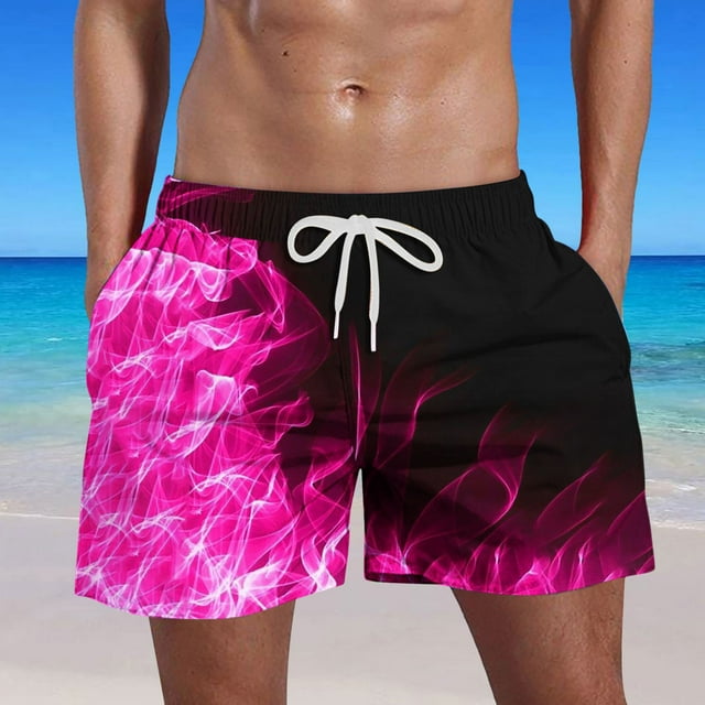 DPTALR Men's Flame Printing Special Print Beach Casual Trouser Shorts Pant