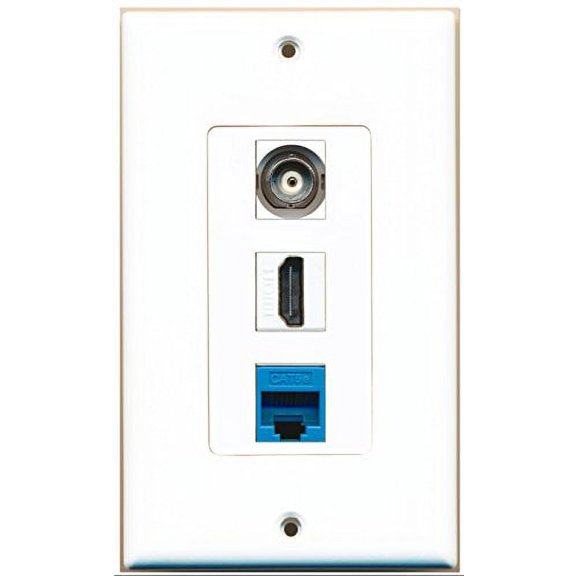 RiteAV - 1 Port HDMI 1 BNC 1 Cat5e Ethernet Blue Wall Plate Decorative