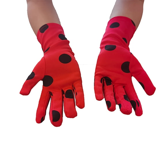 Aihuaihua Girls Ladybug Gloves Kids Dress Up Party Gloves for Halloween, Cute Role Play Accessories Gloves for Children Theme Party Performance
