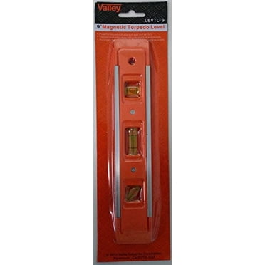 9 Inch Magnetic Torpedo Level - Pocket Level Tool With V-Groove For Pipes, Orange Plastic