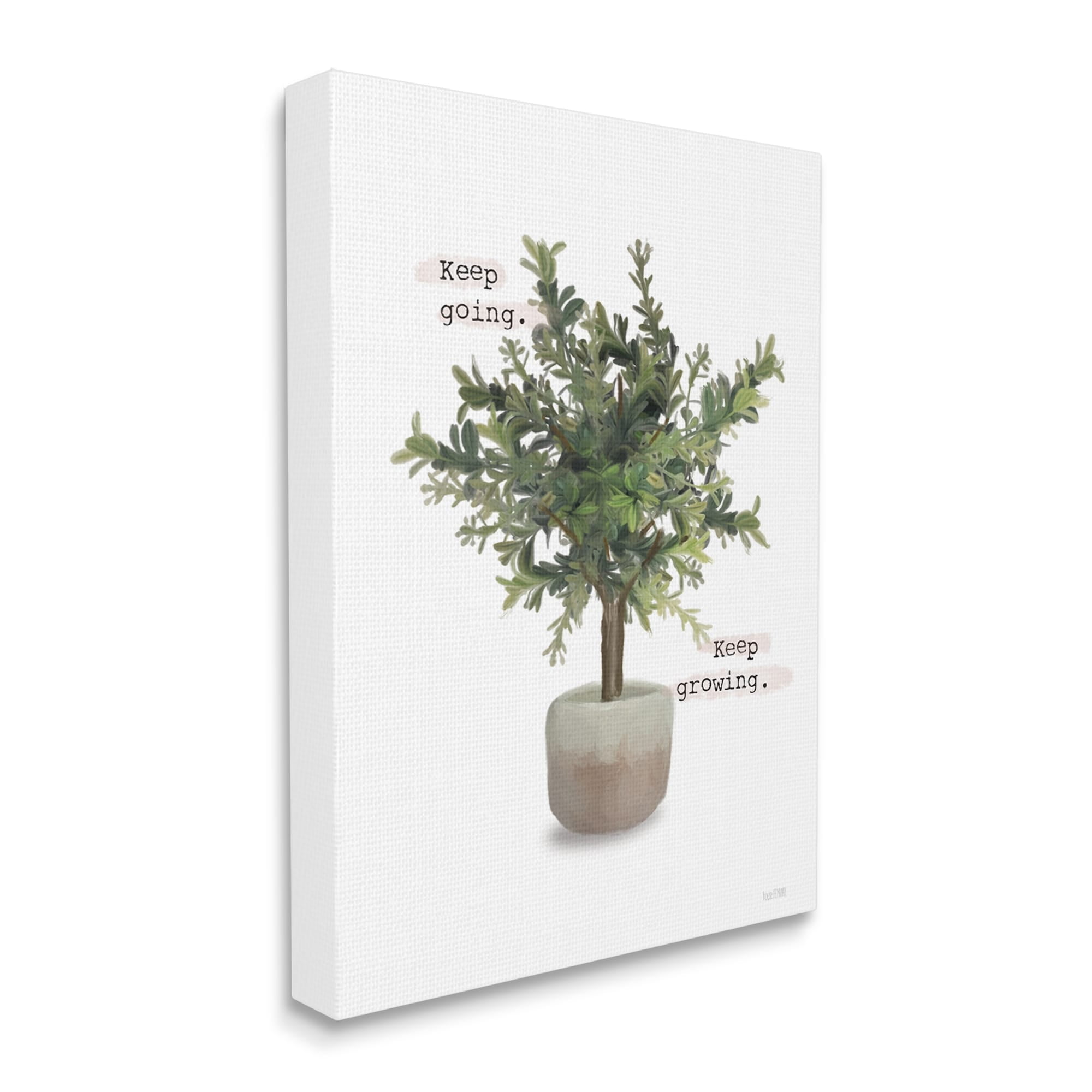 Stupell Keep Going & Growing Potted Plant Botanical & Floral Painting Gallery Wrapped Canvas Print Wall Art