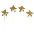 thumbnail image 1 of Paquete de 4 Púas para Cupcakes de Estrellas con Decoración de Nudo de Lazo para Bodas, Adornos para Tartas de para Oro Soledad Primeros de la torta de las estrellas, 1 of 9