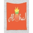 thumbnail image 1 of Aloha Tapestry, Aloha Calligraphy with a Pineapple Fruity Hawaiian Theme, Wall Hanging for Bedroom Living Room Dorm Decor, 40W X 60L Inches, Vermillion Lime Green Mustard and White, by Ambesonne, 1 of 2