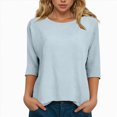 thumbnail image 2 of Godom Womens Tops Casual 3/4 Sleeve Crew Neck Shirts Loose Fit Tunic Blouses, 2 of 7
