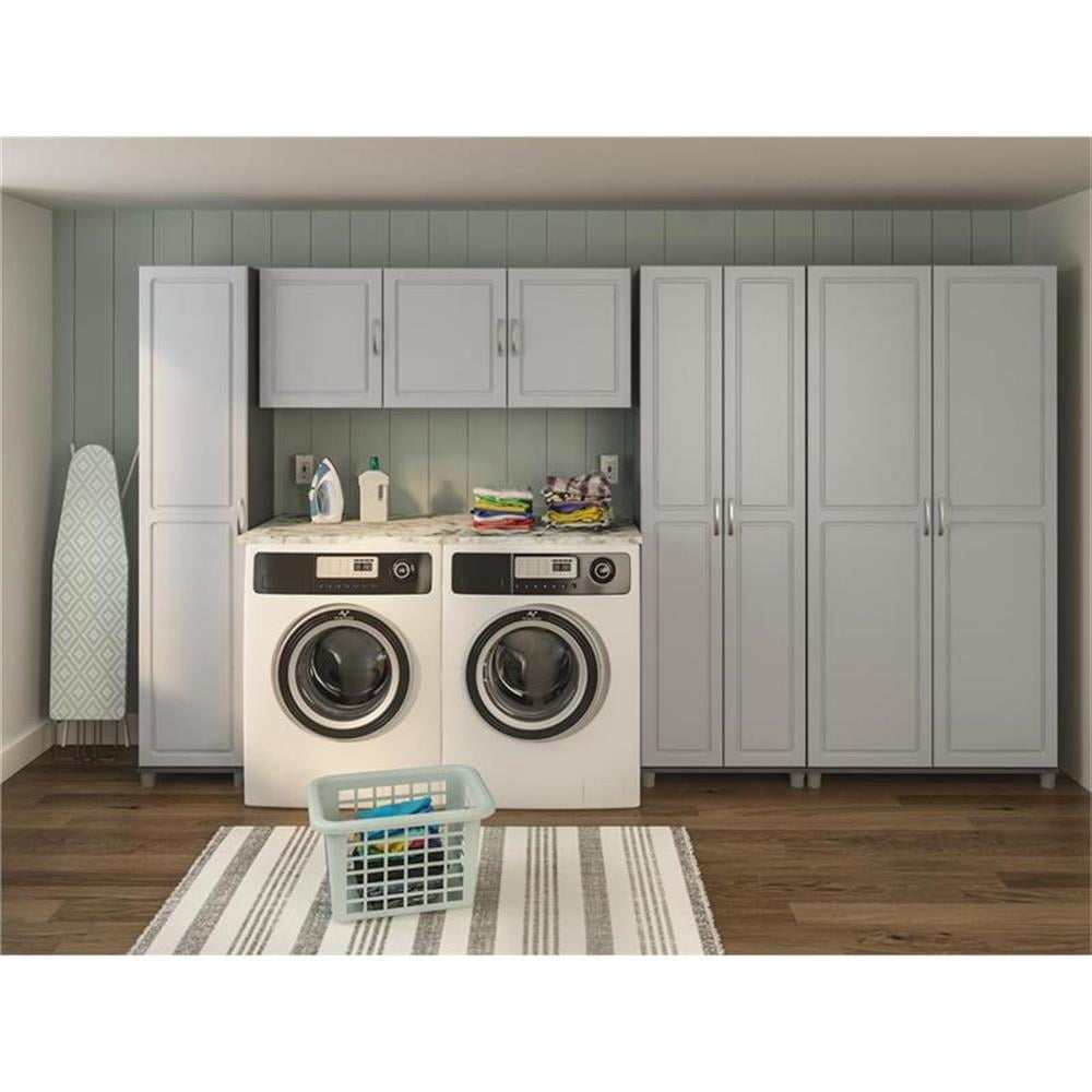 Pemberly Row Contemporary Transitional 54" Wall Cabinet in Gray