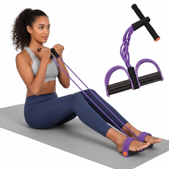 Resistance Bands with Handles, 6-Tubes Elastic Foot Pedal Resistance Bands, Natural Rubber Ankle Puller Sit-up Exercise, Multifunction Fitness Bands for Abdomen, Waist, Arm, Leg Stretching Training