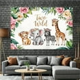 thumbnail image 4 of Two Wild Backdrop for Girls Jungle Safari Animals 2nd Birthday Photography Background Cute Giraffe Lion Elephant Zebra Floral Crown Second Birthday Party Decorations Banner Photo Booth Props, 4 of 6