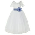 thumbnail image 2 of Ekidsbridal Girl Pageant Flower Girl Dress - Ivory Illusion Lace Short Sleeve LG2T-A (Size: 2-12), 2 of 3