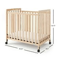 thumbnail image 3 of Foundations SafetyCraft Compact Slatted Crib, 3" Mattress Included, Locking Wheels, Natural, 3 of 7