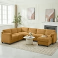 thumbnail image 3 of JUSTLET Oversized Modular Sectional Sofa, Oversized U Shaped Couch, Convertible Sleeper Sofa, 7 Seat Sofa with Chaise, Deep Seat Comfy Cloud Couch with Ottoman for Living Room, Corduroy, Yellow, 3 of 10