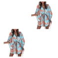 thumbnail image 4 of Vestido corto con cordones para mujer Sonducket Cuello en V profundo Estampado Mini vestido Playa Vacaciones, 4 of 6