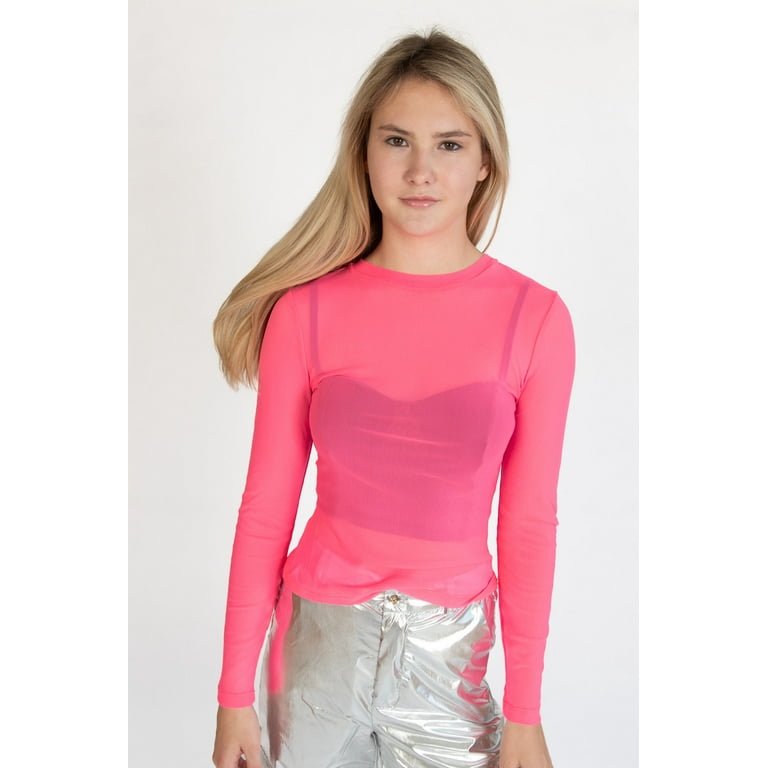 Neon pink sheer top sale
