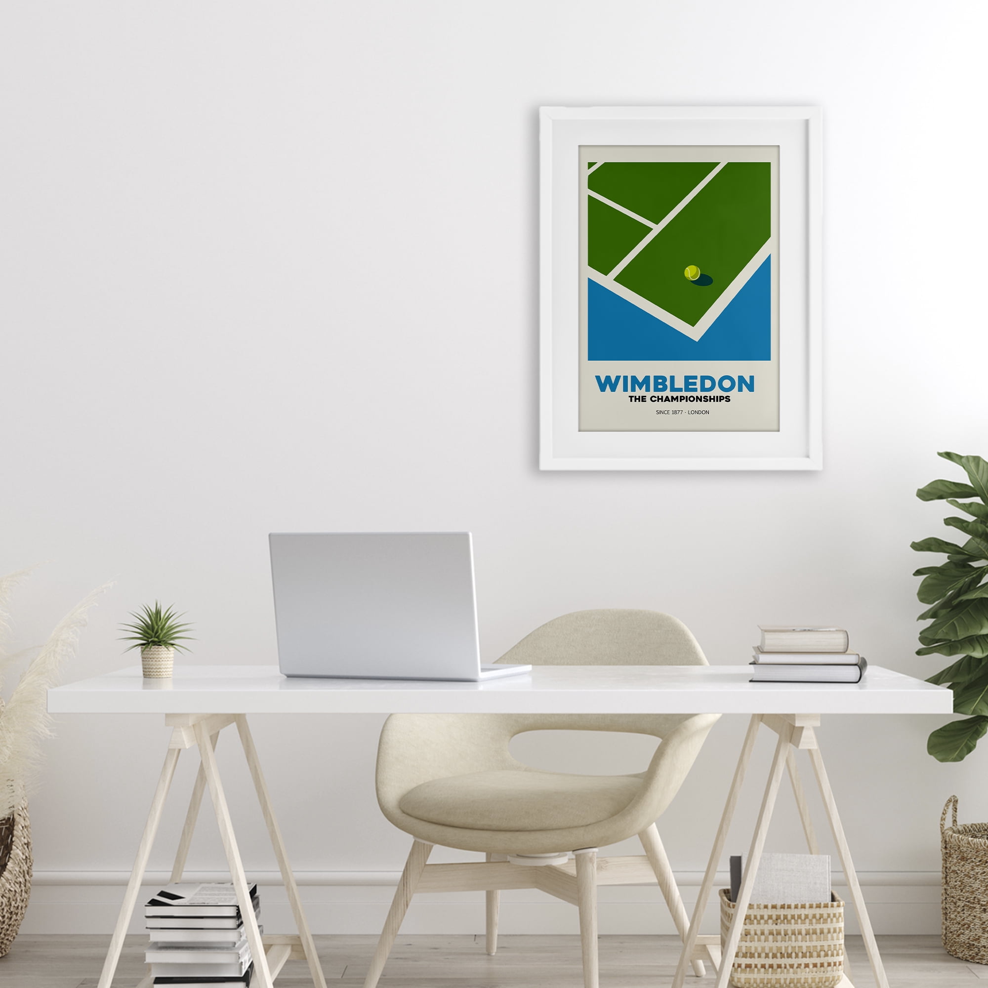 Stupell Industries Wimbledon Tennis Court White Framed Print Under Glass, design by Andreas Magnusson