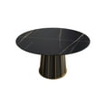 thumbnail image 4 of 53.15" Round Dining Table, Modern Artificial Stone Dining Table, Sintered Stone Dining Room Table with Black Panel, Metal Iron Base For Living Room, Kitchen, Restaurant, 4 of 9
