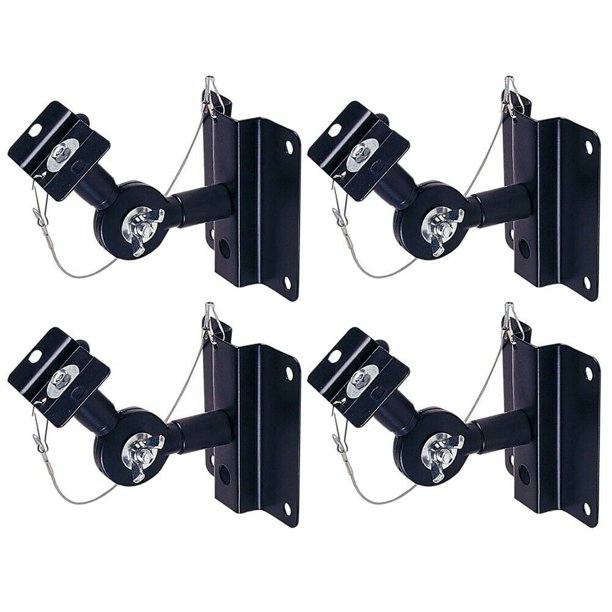 4x Audio Satellite Bookshelf Speaker Wall Mount Bracket Adjustable