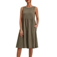 thumbnail image 2 of NTACZA Sleeveless Womens Dresses Midi Shift Crew Neck for Party Empire Waist With Pockets Casual Dresses, 2 of 9