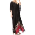 thumbnail image 4 of Sakkas Leonor Women's Boho Casual Long Maxi Caftan Dress Kaftan Cover-up LougeWear - 7-Blackred - One Size, 4 of 5
