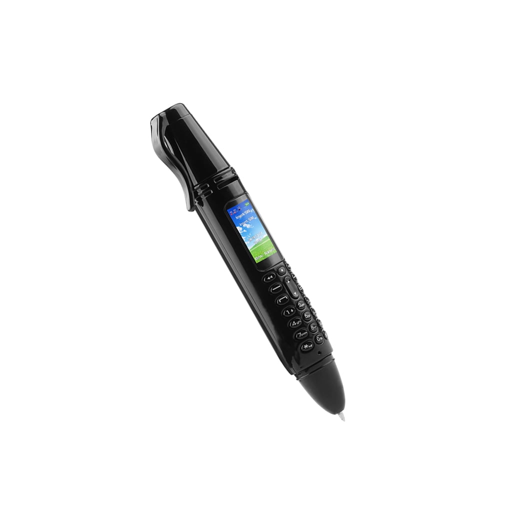 Inteprter Mini teléfono móvil Dispositivo inteligente Suministros digitales Mano de obra fina Cámara dual Linterna Marcador Pluma de Electrónica Negro