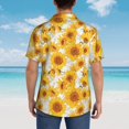 thumbnail image 4 of Pofeuu White Marble Pattern Sunflower Print Hawaiian Shirt for Men Sleeves Casual Button Down Summer Beach Dress Shirts T-Shirts,Medium, 4 of 7
