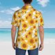 thumbnail image 4 of Balery White Marble Pattern Sunflower Camisas hawaianas de manga corta para hombre, camisas playeras de corte holgado, camisas de vacaciones con botones,Large, 4 of 7