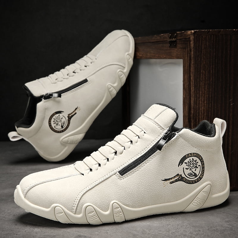 CORASUN Men's Waterproof Casual Shoes, Lightweight & Non-Slip, with Side Zipper, for Daily Wear, Hiking, Driving, High-Top Fashion Sneakers