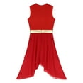 thumbnail image 3 of Kaerm Women Color Block Petchwork Sleeveless Irregular Hem Dress Lyrical Dance Performance Dress Red S, 3 of 7