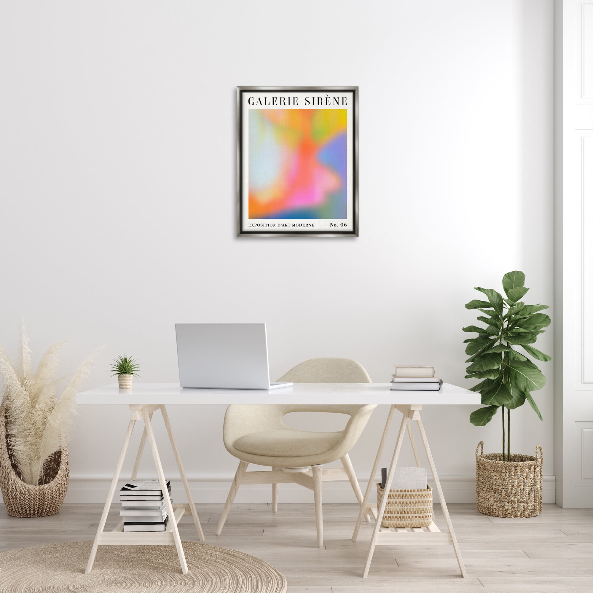 Stupell Industries Abstract Aurora Pattern Abstract Painting Gray Floater Framed Canvas Art Print Wall Art, 25 x 31