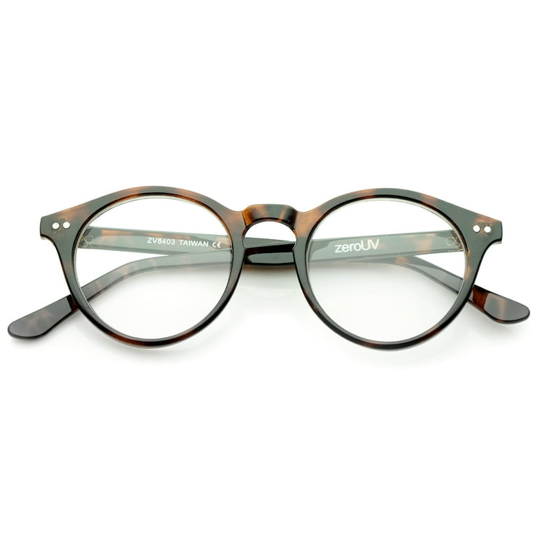 zeroUV Unisex Retro Keyhole Nose Bridge Clear Lens P3 Round Glasses 46mm  (Dark-Tortoise / Clear) - 46mm - Walmart.com