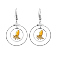 thumbnail image 1 of Yellow Octopus Marine Life Pattern Earrings Dangle Hoop Jewelry Drop Circle, 1 of 3